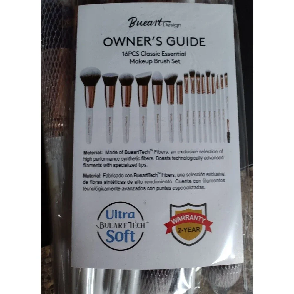 16Pcs Makeup Brush Set ULTRA SOFT White & Rose Gold Bueart Design New With Box!